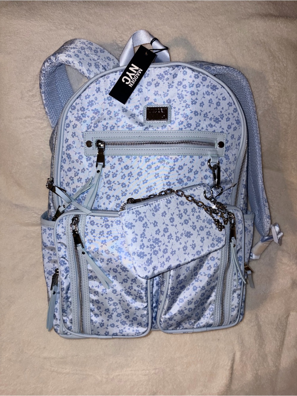 Madden NYC Blue Floral Dome Backpack NEW!